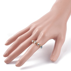 Anello per dito rotondo con perline intrecciate a lume di malocchio&nbsp;RJEW-JR00449