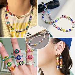 50 pièce de perles millefiori en verre soufflé faites à la main&nbsp;LAMP-TADJ0001-03A