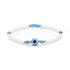 Stretch-Armband aus Harz mit bösem Blick und Acrylperlen für Frauen&nbsp;BJEW-JB08609