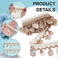 Ruban de dentelle à franges en coton de style ethnique de 3 mètre&nbsp;OCOR-WH0100-35D