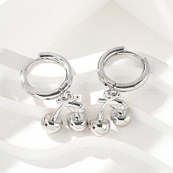 Boucles d'oreilles créoles en laiton et cerises&nbsp;EJEW-M077-19P-02