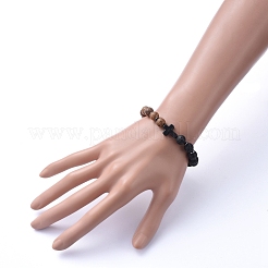 Bracelets extensibles en perles de bois naturel&nbsp;BJEW-JB05231-01