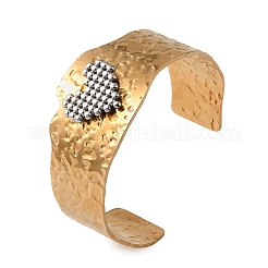 Bracelets manchettes en acier inoxydable 304 martelé pour femmes&nbsp;BJEW-D465-03GP