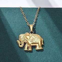 Collane con ciondolo in acciaio inossidabile 304 a forma di elefante&nbsp;NJEW-H059-06G