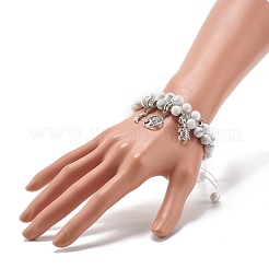 Bracciale rotondo con perline intrecciate in howlite naturale&nbsp;BJEW-JB07036
