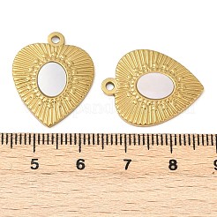Anhänger aus naturweißen Muscheln aus Edelstahl 304&nbsp;STAS-L288-06G-02
