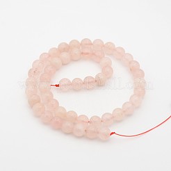 Naturel rose de rondes de quartz perles brins&nbsp;G-J302-06-6mm