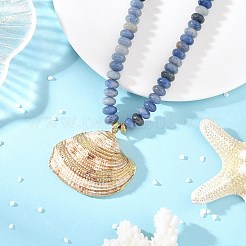 Colliers avec pendentif en coquillage Saint-Jacques naturel plaqué électrolytique&nbsp;NJEW-JN06445