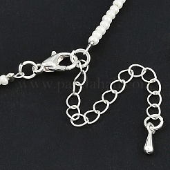 Halsketten mit Schleifenanhänger aus Kunstharzperlen für Damen&nbsp;NJEW-K386-02B-P