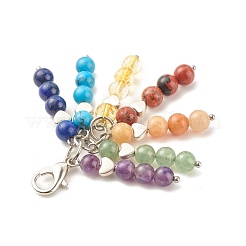 Décorations de pendentif de pompon perlé de pierre gemme de thème de chakra&nbsp;HJEW-JM00684