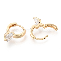 Latón pendientes de aro Huggie&nbsp;ZIRC-H116-07LG