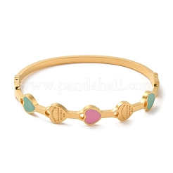 Herzförmige Armreifen aus emailliertem Edelstahl 304 für Damen&nbsp;BJEW-F474-26G