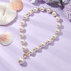2 pz 2 colori imitazione collane di perline acriliche bianche perle&nbsp;NJEW-JN05122