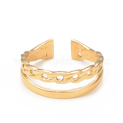 Anello polsino aperto a doppia linea in acciaio inossidabile 304 con placcatura ionica (ip) per donna&nbsp;RJEW-I096-13G