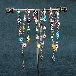 3 pz 3 stili braccialetti a maglie in acciaio inossidabile 304&nbsp;BJEW-SZ0001-25