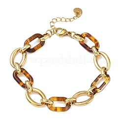 Ovale Gliederarmbänder aus Edelstahl 304 und Kunstharz für Damen&nbsp;BJEW-A169-10G
