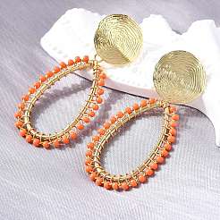 Aretes colgantes de latón con forma de lágrima&nbsp;EJEW-S261-04G