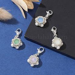 K9 verre strass & coquille perle pendentif décoration&nbsp;HJEW-MZ00027