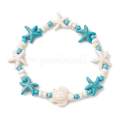 Synthetischen türkisfarbenen Perlen Armbänder dehnen&nbsp;BJEW-JB12018-01