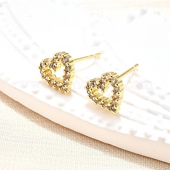 Orecchini a perno con zirconi cubici a cuore per donna ragazza&nbsp;EJEW-H126-18G