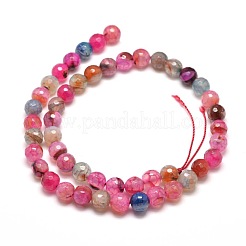 Abalorios redondas facetadas de ágata natural teñidas hebras&nbsp;G-E267-31