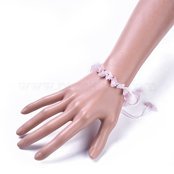 Bracelets de perles de quartz rose réglables naturel puce puce tressé&nbsp;BJEW-JB04392-01