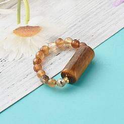 Gemischter Steinperlen-Fingerring für Mädchenfrauen&nbsp;RJEW-JR00383