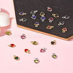 24 Stück 12 Farben Herz Rack Beschichtung Messing Glas Charms&nbsp;KK-FS0001-39