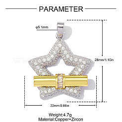 Pendenti in zirconi cubici trasparenti in micro pavè di ottone&nbsp;CU-OY001-84G
