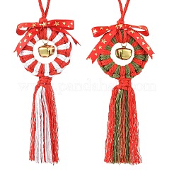 Pendentif couronne de Noël en coton macramé fait main&nbsp;HJEW-JM02654
