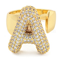 Bague en laiton avec micro pavé de zircone cubique transparente&nbsp;RJEW-M173-01G-A