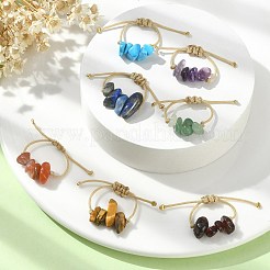 Fingerring aus geflochtenen Perlen mit natürlichen und synthetischen gemischten Edelsteinsplittern&nbsp;RJEW-JR00597