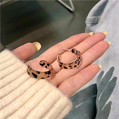 Boucles d'oreilles à tige en acrylique et argent sterling en forme de C avec imprimé léopard&nbsp;FS-WG2B12E-01