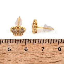 Schmetterlings-Ohrstecker aus Messing mit Mikropavé und Zirkonia&nbsp;EJEW-B131-07G-01