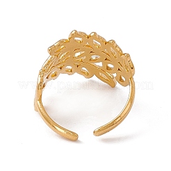 Anillo abierto de hoja hueca de acero inoxidable 304 con revestimiento iónico (IP) para mujer&nbsp;RJEW-C045-16G