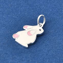 925 dije de conejo de plata de ley con esmalte rosa y blanco&nbsp;STER-G046-03S