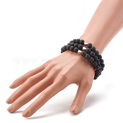 Set di bracciali elasticizzati in pietra lavica naturale&nbsp;BJEW-JB06700