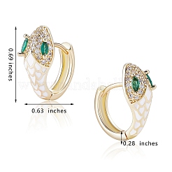 Orecchini a cerchio serpente con zirconi cubici e smalto&nbsp;EJEW-SZ0001-87E
