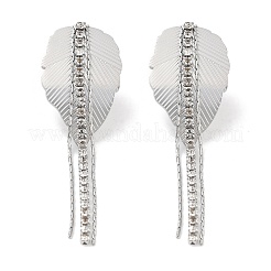 Boucles d'oreilles pendantes en acier inoxydable 304 en forme de feuille&nbsp;EJEW-L283-107P