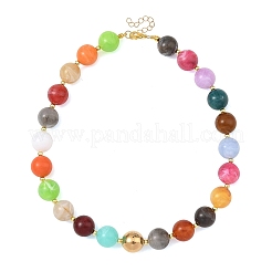 Halsketten aus Acrylperlen mit 16 mm Durchmesser und Imitations-Edelsteinen für Damen&nbsp;NJEW-JN06481