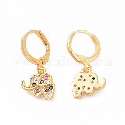 Orecchini a cerchio in ottone zirconi con micro pavé di ottone&nbsp;EJEW-F233-03G