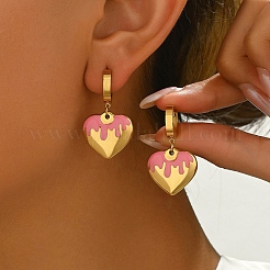 201 orecchini a cerchio a forma di cuore in acciaio inossidabile&nbsp;AA7746-1