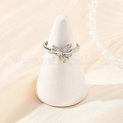 Anelli aperti regolabili in ottone con micro pavé di zirconi cubici&nbsp;RJEW-JR01088-02