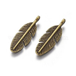 Colgantes plumas de aleación de estilo tibetano&nbsp;TIBEP-1360-AB-FF