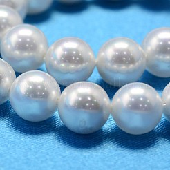 Ab Farbe überzog Shell-Perle runden Perle Stränge&nbsp;BSHE-L011-8mm-C001
