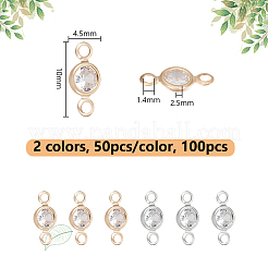 100 pz. 2 colori ottone pavé zirconi cubici trasparenti ciondoli di collegamento&nbsp;FIND-UN0003-29