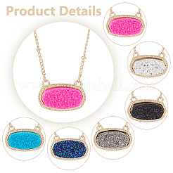 6 collana con ciondolo ovale in resina druzy simulata in 6 colori con catene satellitari in lega&nbsp;NJEW-AN0001-59