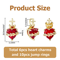 6 pz 2 stili pendenti in ottone e vetro&nbsp;KK-HS0002-01G