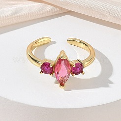 Bagues ouvertes en laiton avec micro pavé de zircones cubiques pour femmes&nbsp;RJEW-L343-14G