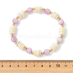 Natürliche Kunzit- und galvanisierte Muschelperlen-Stretcharmbänder für Damen&nbsp;BJEW-JB13995